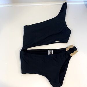 UEC Guess black one shoulder cheeky bottom monokini extra small